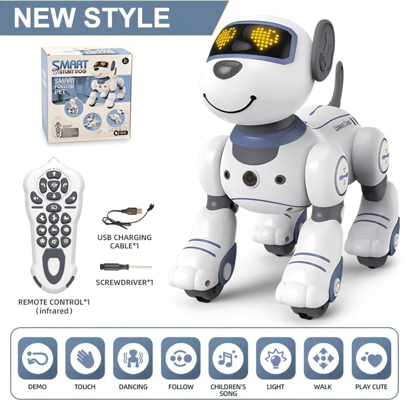 Intelligent Stunt Remote Control Robot Dog Toy, Programmable Robotic Puppy,Smart Interactive,Singing Dancing Following, Kid Gift