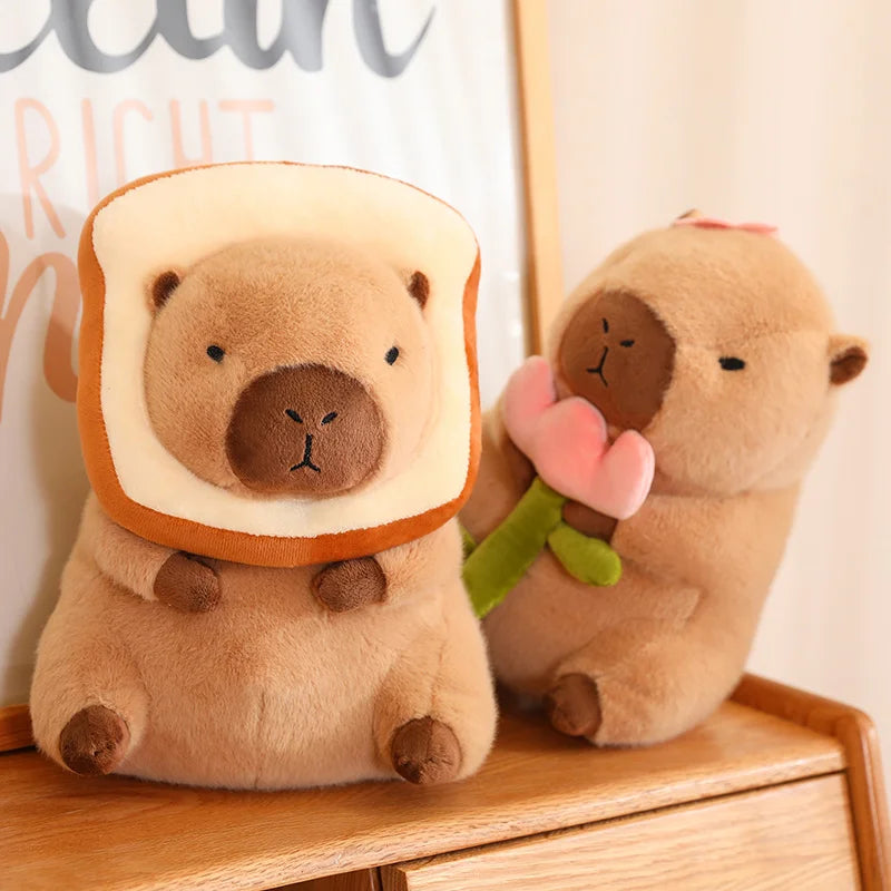 Lotus leaf Capybara Plush Toy  Oyster Bee Bckpack Capibara Cosplay Unicorn Dinosaur Boba Bread Ring Decor Stuffed Animals