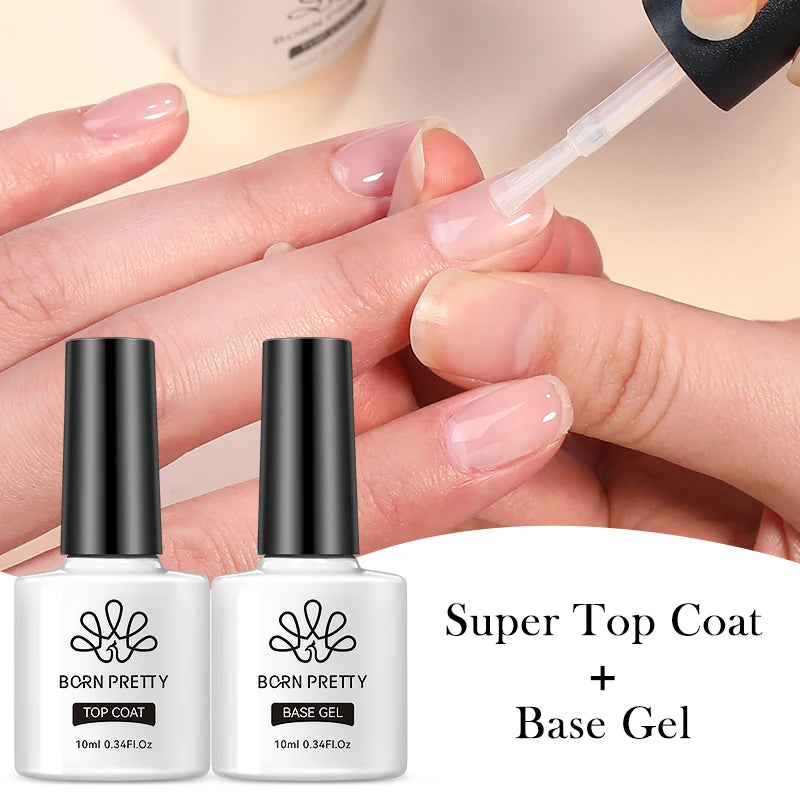 BORN PRETTY 10ml Base Gel Top Coat Rubber Gel Reinforcement Gel for Nails Tools Soak Off UV LED Nail Varnish Function Gel