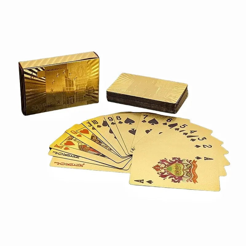 Gold Foil Poker Card Euro Style Plastic Playing Cards Waterproof Card Game Props Magic Tools Holiday Collectibles Party Gifts