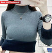 Turtleneck Winter Sweater Women Elegant Thicken Velvet Lined Warm Sueter Knitted Pullover Slim Tops Jersey Knitwear Jumper New