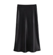 Ladies Satin Skirt Women High Waist Long Skirts For Women Spring Summer Black Midi Skirt Office Lady Elegant Women's Skirts