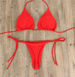 Sexy Women Swimsuit Thong Bikini Set Side Lace-Up Bandage Neck Tie Swimwear Adjustable Beachwear Bikini Solid Underwear 2024