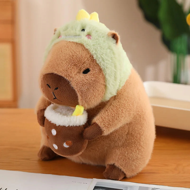 Lotus leaf Capybara Plush Toy  Oyster Bee Bckpack Capibara Cosplay Unicorn Dinosaur Boba Bread Ring Decor Stuffed Animals