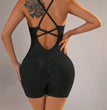 Summer 9 Color Solid Women Jumpsuit Skinny Short Bodycon High Elasticity Nylon Bodysuit Yoga Sports Workout Gym One Piece