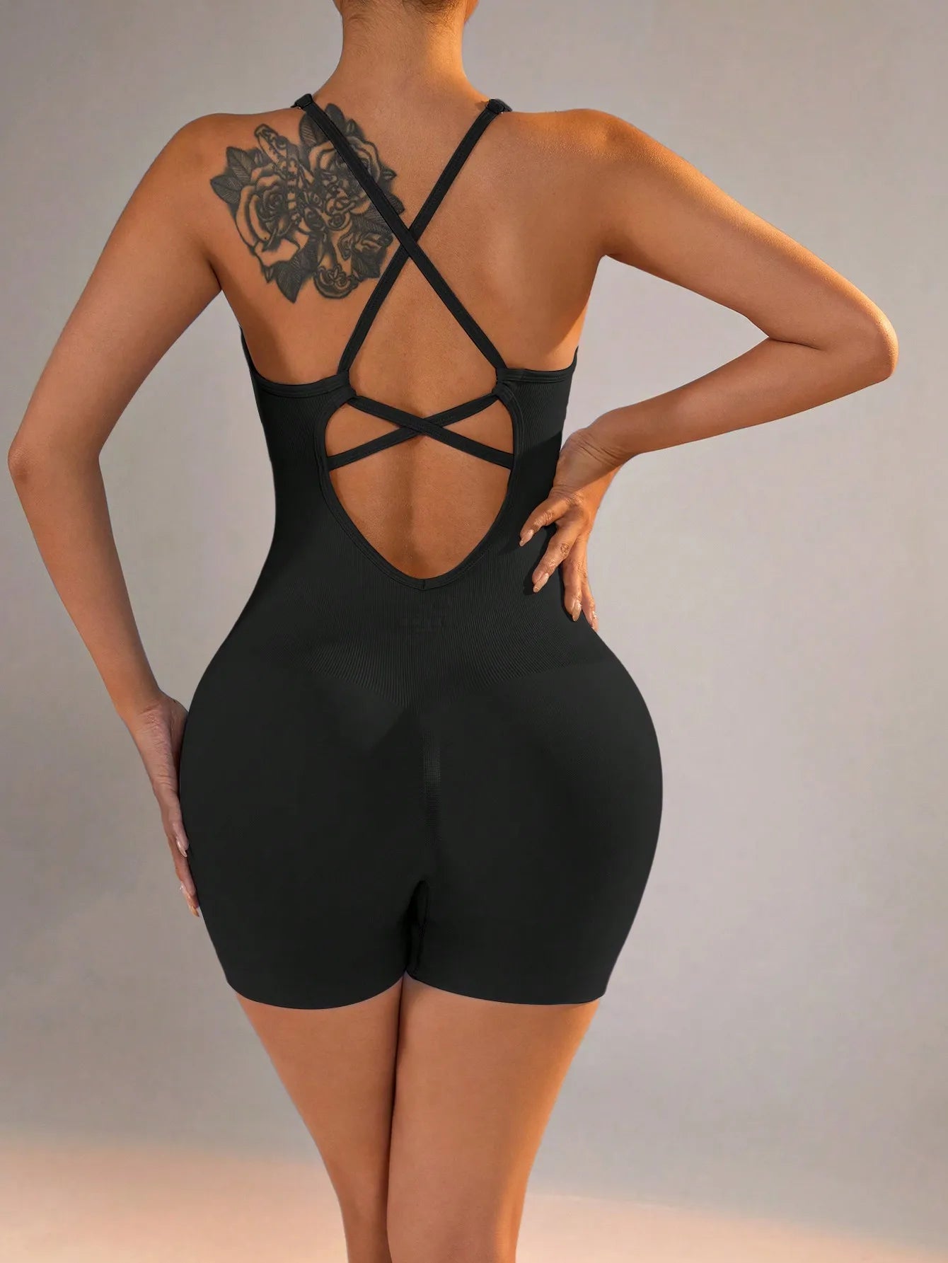 Summer 9 Color Solid Women Jumpsuit Skinny Short Bodycon High Elasticity Nylon Bodysuit Yoga Sports Workout Gym One Piece