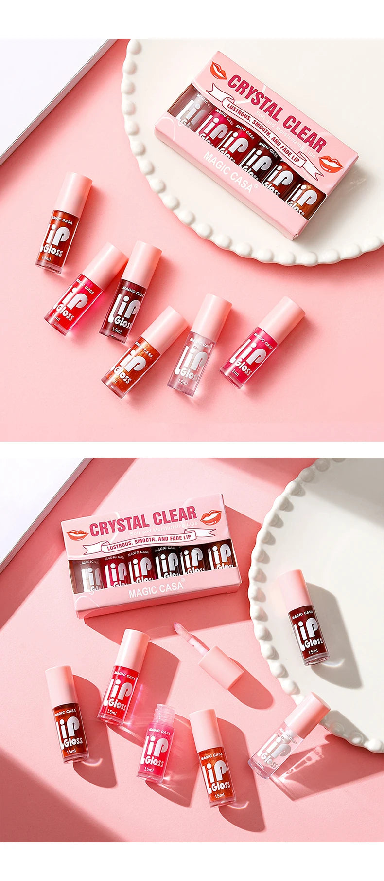 MAGIC CASA 6pcs/set Hydrating Jelly Lip Oil long-lasting Moisturizing  smooth shimmering Lip Hydrating Liquid