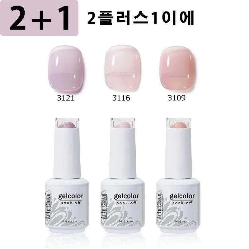 Arte Clavo 3pcs/Set Jelly Gel Polish Nude Pink Gel Nail Polish Translucent Semi Permanent All For Manicure Nail Art