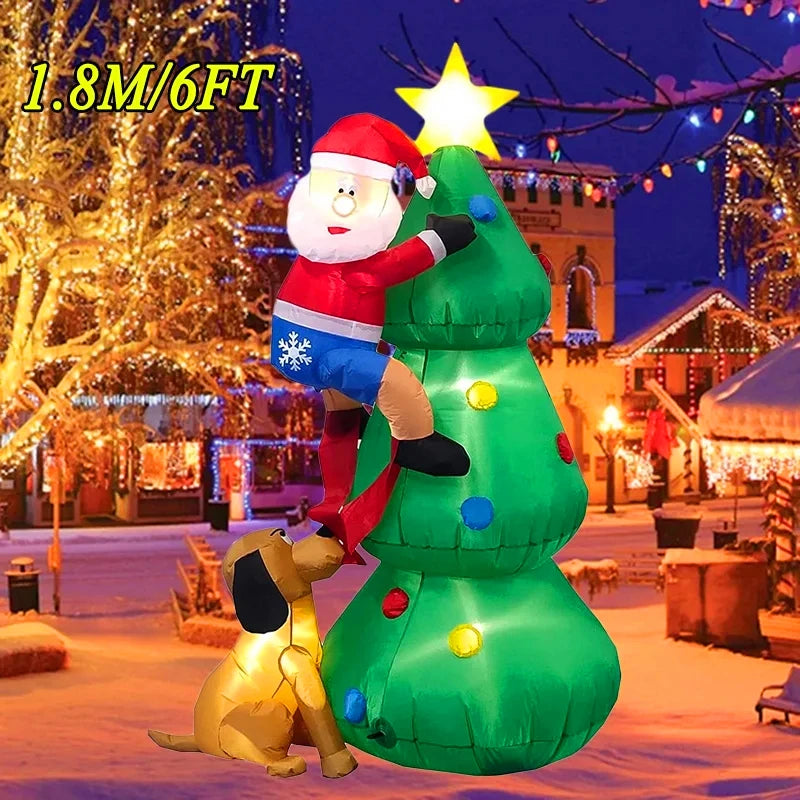 1.8M Christmas Decoration Inflatable Toys Santa Claus LED Lights Indoor Outdoor Inflatable Model Toy Xmas Gift Yard Party Props