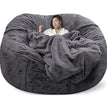 No Stuffed Gray Bean Bag Chair Giant Beanbag Pouf Sofa Bed Puff Futon Room Seat Tatami Relax Lounge Furniture Only Bag Case