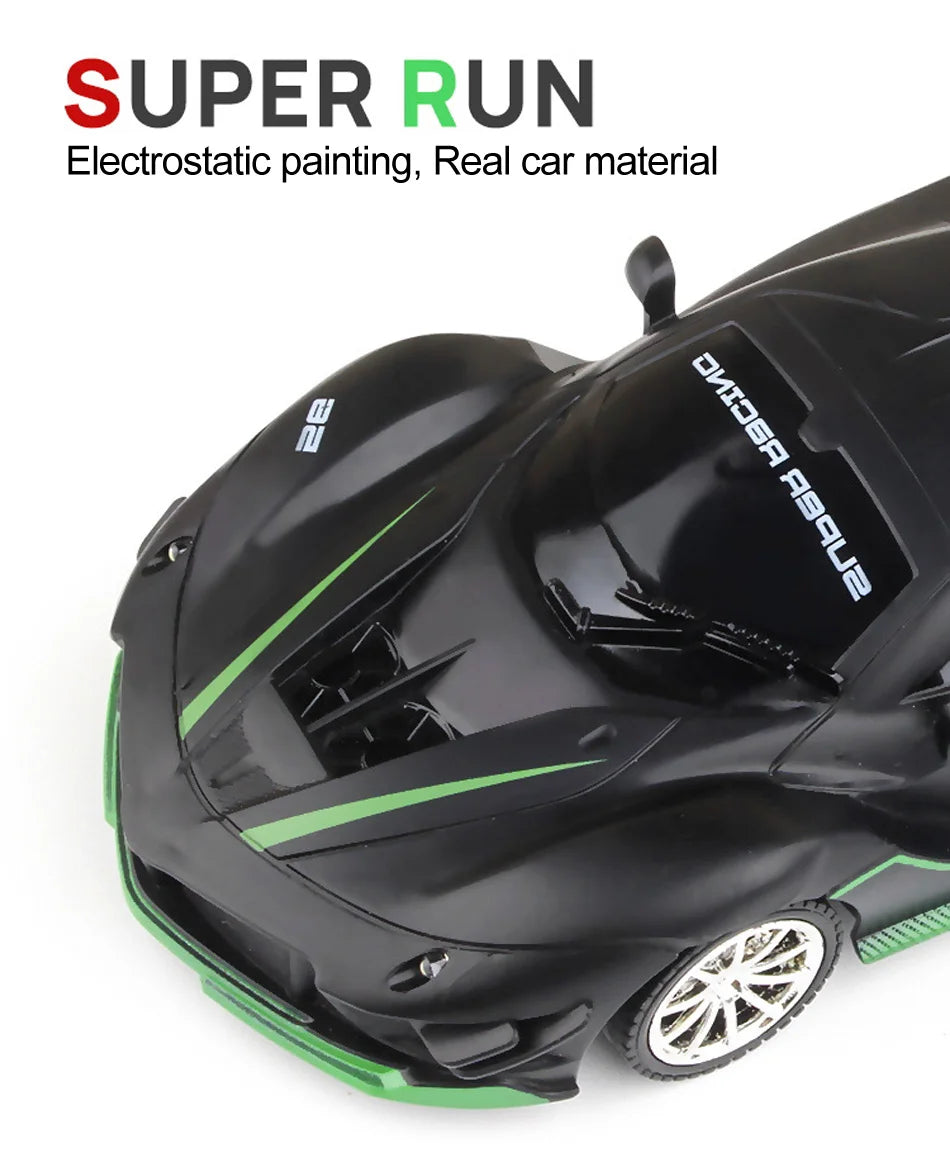 1/18 RC Car LED Light 2.4G Radio Remote Control Sports Cars For Children Racing High Speed Drive Vehicle Drift Boys Girls Toys