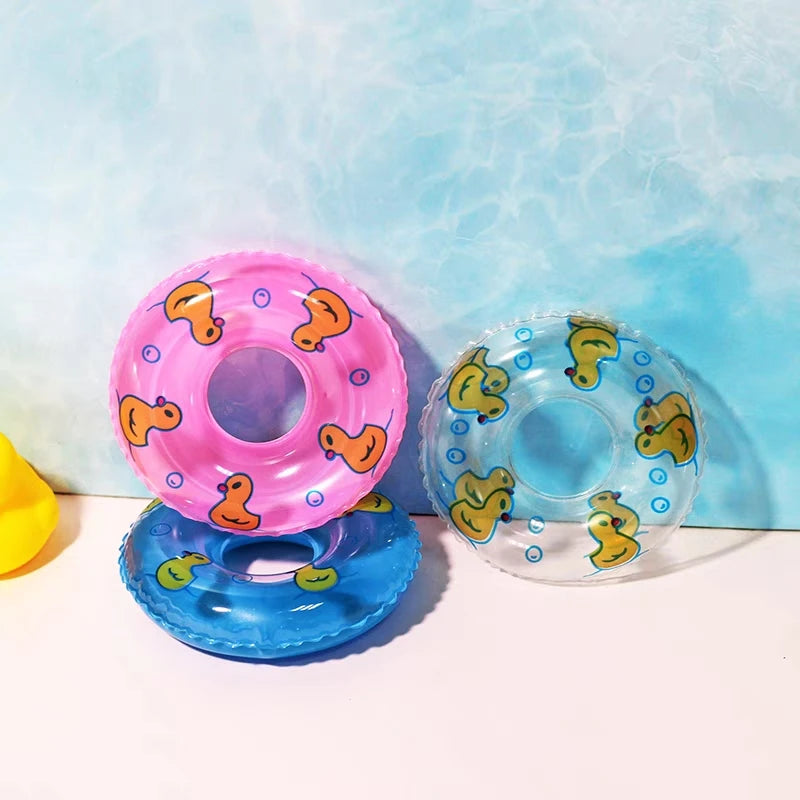 Kids' Mini Swim Ring Bath Toy Swimming Pool Float Circle Ring Toys Toy Baby Funny Doll Floating Rubber Bath Inflatable Games