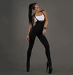 Oshoplive Female Fashion PU Sling Jumpsuit 2024 New Summer Sleeveless Backless Fitness Sports Bodysuit One Piece Outfits