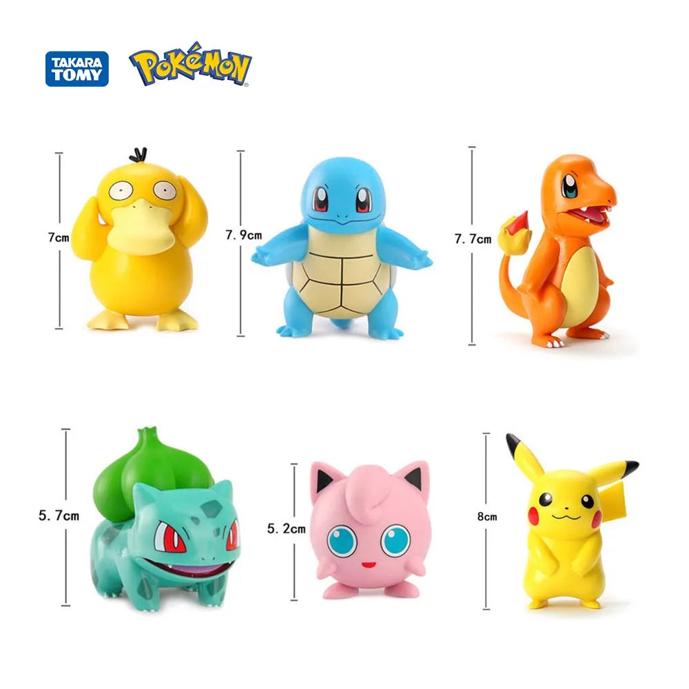 Pokemon Action Figures Anime Catoon PVC Model Toys Pikachu   Charmander Psyduck Bulbasaur Kawaii Collect Dolls Children Gifts