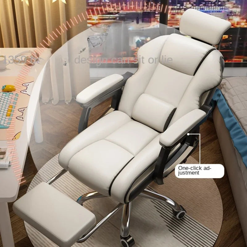 Ergonomic&Upgrade Workspace with Q-bullet Latex Office Chair The Adaptive Headrest and High-quality PU Leather Gaming Sofa Chair