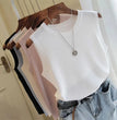 Summer Sleeveless Blouse Women O-neck Knitted Blouse Shirt Women Clothes Women Tops