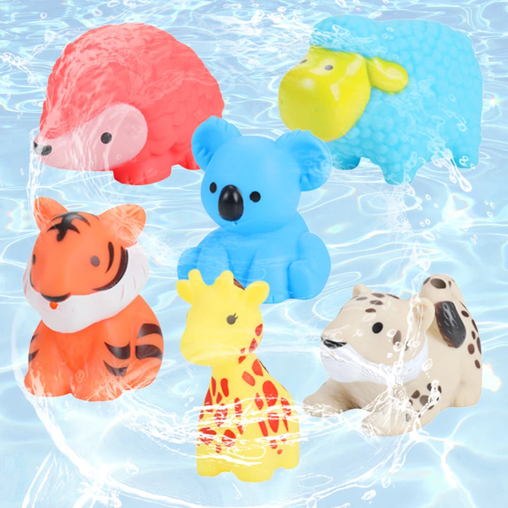 Baby Bath Toys Cute Sea Animals Preschool Toy Colorful Soft Rubber Float Squeeze Sound Swimming Water Play bath Toy for Kid Gift