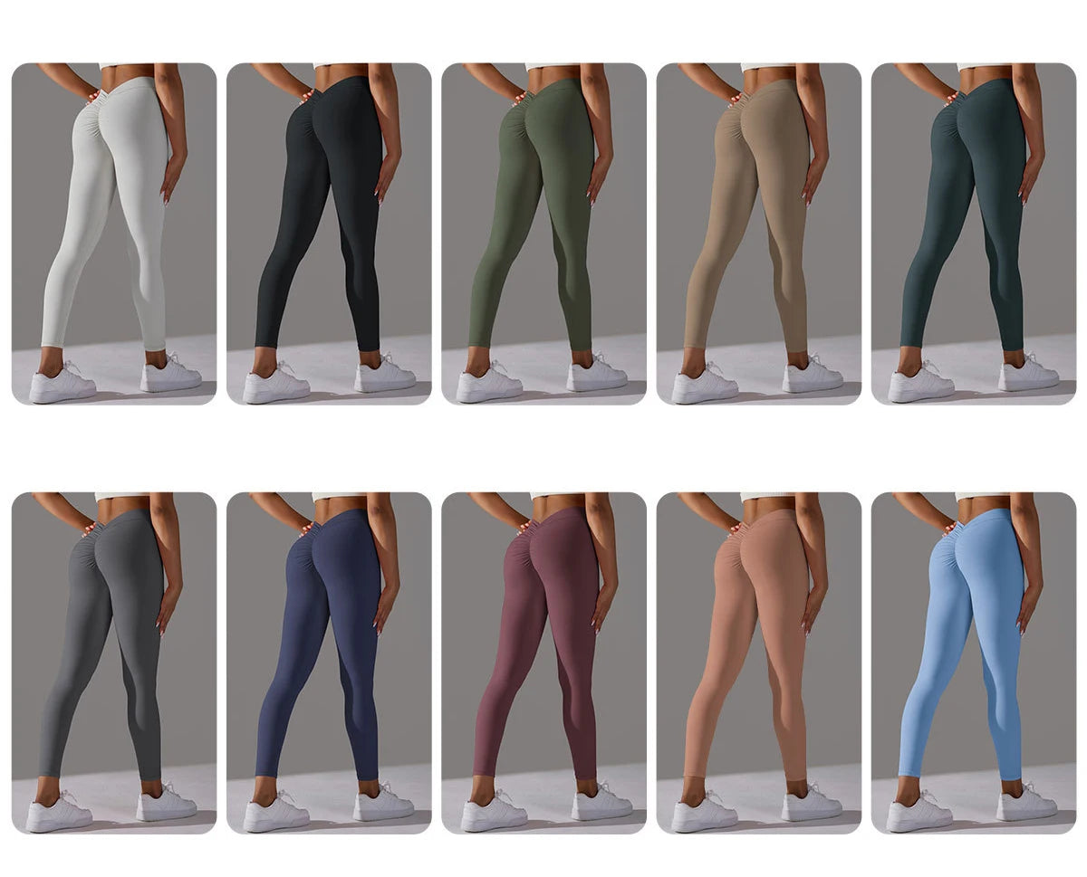 Scrunch Butt Gym Leggings Sexy V Waist Push Up Leggings Women Fiteness Leggings Naked Feeling Yoga Pants Workout Tights Leggings