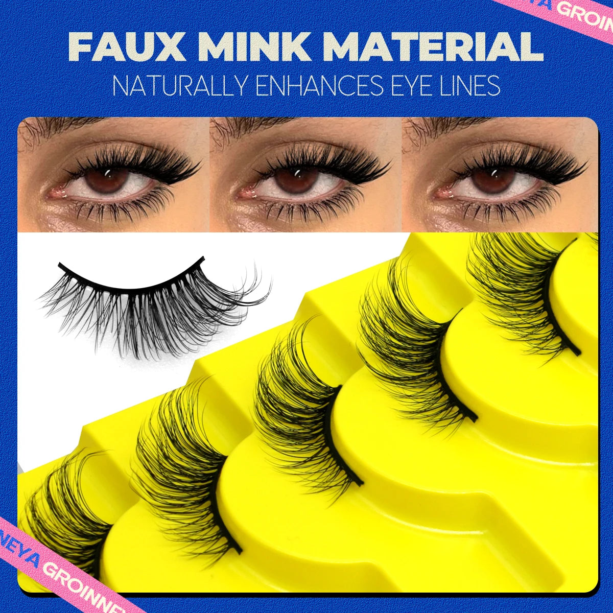 GROINNEYA Half Lashes 5/7/10 Piars Half Lashes Soft Natural Cat Eye Lashes Makeup Tool Fake Eyelashes Extension Fluffy Faux Cils