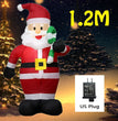 1.2M Christmas Decoration Crutch Santa Claus Inflatable Toy with LED Lights Outdoor Inflatable Model Ornament Party Garden Decor