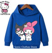 Spring Autumn Kawaii Kuromi Hoodies 2-13 Years Children Cartoon Anime Graphic Kids Boys Long Sleeve Harajuku Sweatshirt