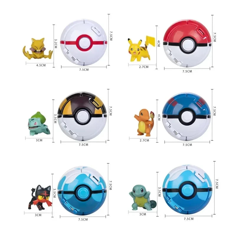 Pokeball Pokemon Figurine Elf Ball Anime Figure Cartoons Pikachu Charizard Pocket Monster Pet Anime Action Model Toy Kids Gifts