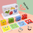 Kids Emotions Expression Game Wooden Cube Face Changing Board Cartoon Puzzle Toy Montessori Thinking Challenge Games