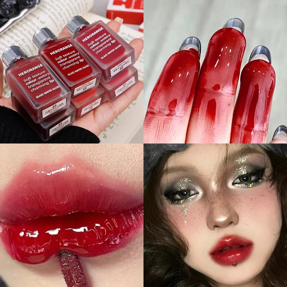 6 Color Water Mirror Gloss Lip Glaze Natural Lasting Hydrating Moisturizing Not Easy To Take Off Makeup Liquid Lipstick Cosmetic