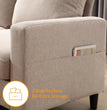 Convertible Sectional Linen Sofa for Living Room Apartment, L-Shaped Couch 3 Seats Sofas w/Storage Chaise & Charging Port, Beige