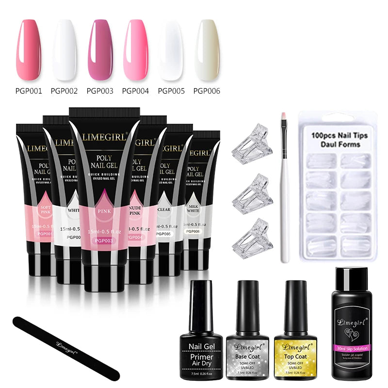 15ml Nail Gel Kit For Quick Extension Nail Art Polymer Gel Nail Tools Finger Extension Acrylic Solution Gel Polish Nail Art Kit