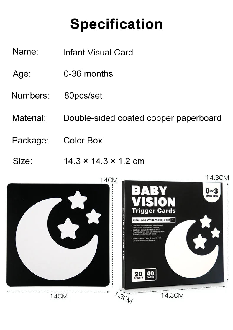 Baby Visual Stimulation Cards Montessori High Contrast Flash Card Infant Gift For Children Cognition Toy