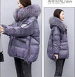 2024 Winter New Warm Down Cotton Jacket With Large Fur collar Hooded Coat Loose Women Thicken Parker Puffer Overcoat Casual wear