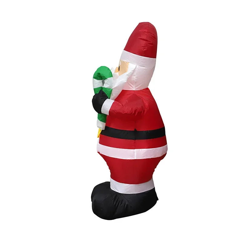 1.2M Christmas Decoration Crutch Santa Claus Inflatable Toy with LED Lights Outdoor Inflatable Model Ornament Party Garden Decor