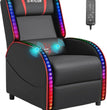 LED Gaming Massage Recliner Chair, Racing Style Single Living Room Sofa Comfortable Ergonomic Home Theater Seating, Chairs