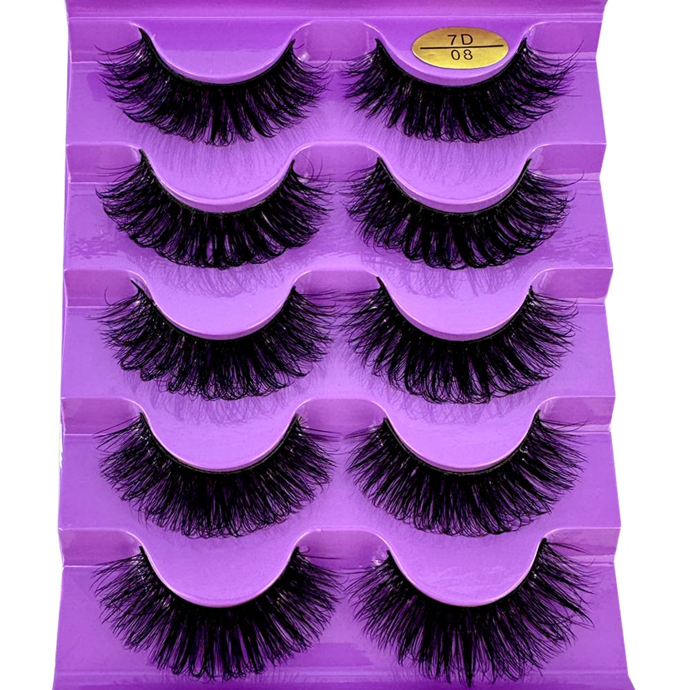 5pairs Classic Hybrid Volume Lashes New Arrival Wispy D Curl Short Russian Strip Lashes Makeup False Eyelashes