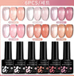 LILYCUTE 6PCS/SET 7ml Jelly Pink Nude Translucent Gel Nail Polish Set Semi Permanent Soak Off Nail Art Manicure Gel Set