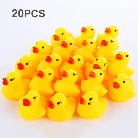 20-300pcs Baby Bath Toys Swimming Pool Bathing Ducks Water Game Float Squeaky Sound Rubber Ducks Toys for Children Gifts