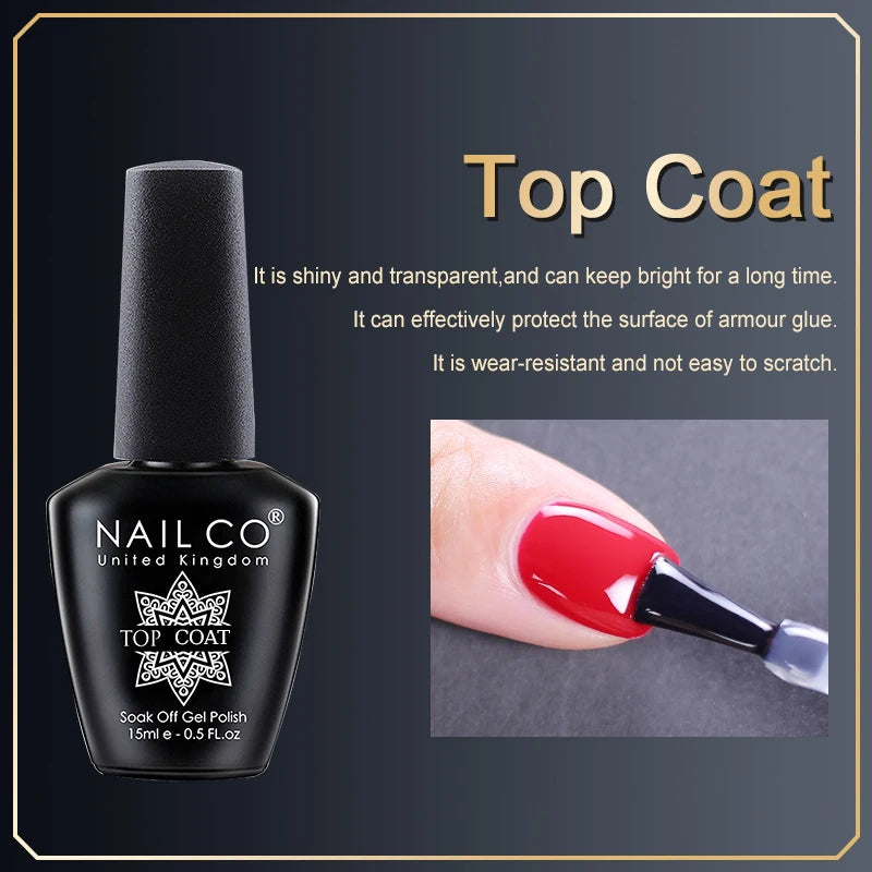 NAILCO 15ml Nail Gel Polish Vernis Semi Permanent UV Varnish Nails Art Manicure Design TOP BASE Hybrid Nail Supplies Nail Glue