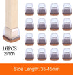 16PCS Transparent Table Chair Leg Protectors Caps Round Square for Furniture Foot Legs Cover Floor Protector with Felt Bottom