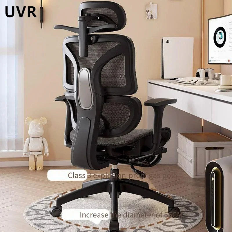 UVR Computer Chair Ergonomic Backrest Chair Home Study Chair Sedentary Comfortable Recliner with Footrest Mesh Office Chair