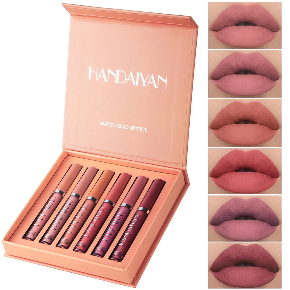 6Pcs Matte Liquid Lipstick Makeup Set, Matte Liquid Long-Lasting Wear Non-Stick Cup Not Fade Waterproof Lip Gloss