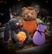 1pc Cute Black Rabbit Hold Pumpkin Plush Toys Soft Pumpkin Bear Earphone &cloak Eggplant Stuffed Doll Halloween Trick or Treat