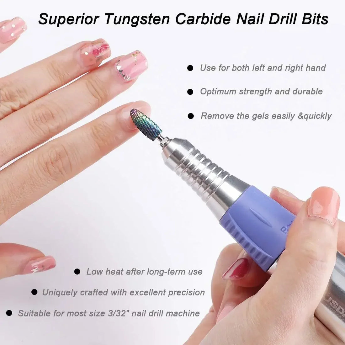 Nail Drill Bits for Acrylic Gel Nails Tungsten Carbide Nail Bits for Nail Drill E-file Bits Manicure Pedicure Remover Tools