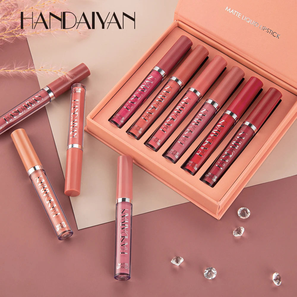 6Pcs Matte Liquid Lipstick Makeup Set, Matte Liquid Long-Lasting Wear Non-Stick Cup Not Fade Waterproof Lip Gloss