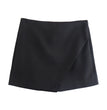 Willshela Women Fashion Asymmetrical Shorts Skirts High Waist Back Pockets Side Zipper Vintage Female Skort Solid