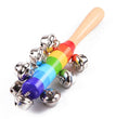 Colorful Rainbow Hand Held Bell Stick Wooden Percussion Musical Toy for Adult KTV Party Game Gift