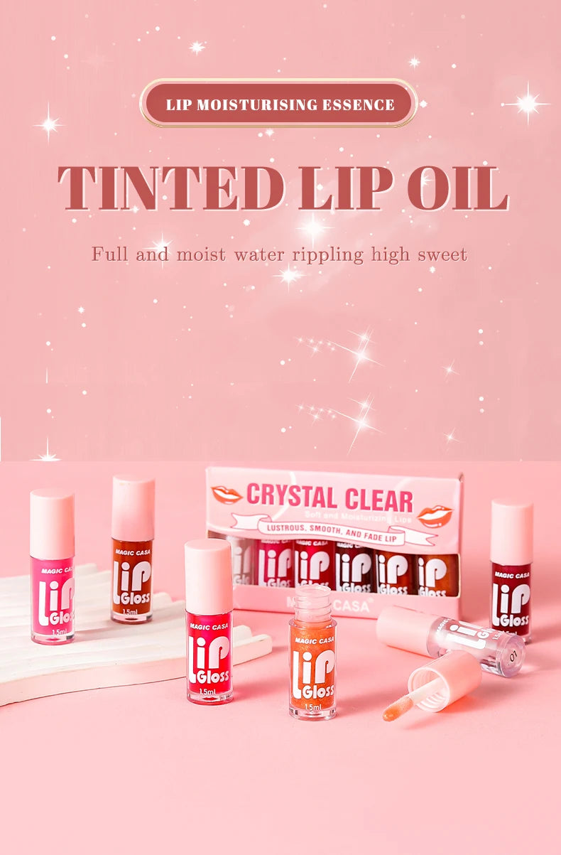 MAGIC CASA 6pcs/set Hydrating Jelly Lip Oil long-lasting Moisturizing  smooth shimmering Lip Hydrating Liquid