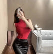 WOMENGAGA Leather Matte Slim Mini Sexy Fashion PU Hot Short High Waist Skirt Korean Nightclub Streetwear Wholesale Clothes 7ST