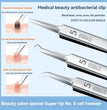 1/7pcs Stainless Steel Splinter Acne Clip Cell Tweezer Blackhead Clip Pimple Pin Beauty Salon Acne Removal Acne Needle Tools