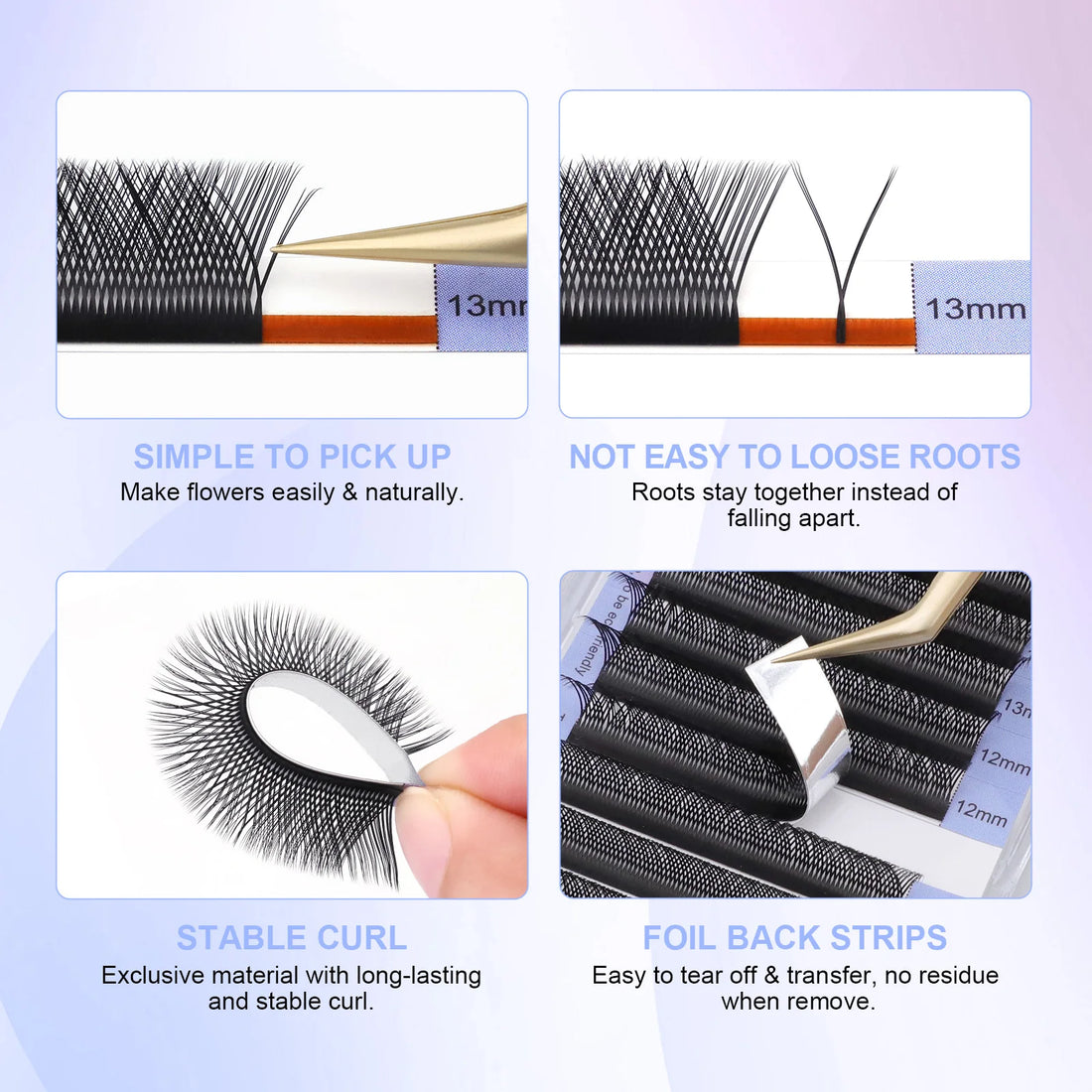 NAGARAKU YY Shape Double and Triple Tips Eyelash Extensions Hand Woven Premium Soft Natural Interlaced Makeup Mesh Net